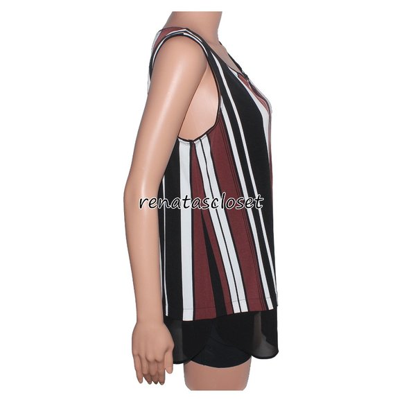 Alfani Women's Striped Overlay Blouse NWT - Picture 3 of 11